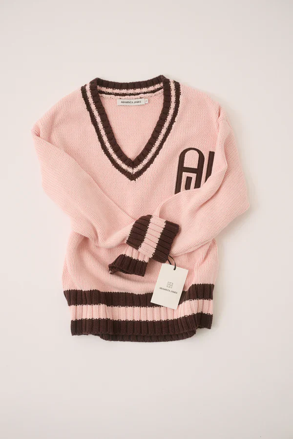 ARAMINTA JAMES - AJ V NECK KNIT SWEATER (DUSTY ROSE)