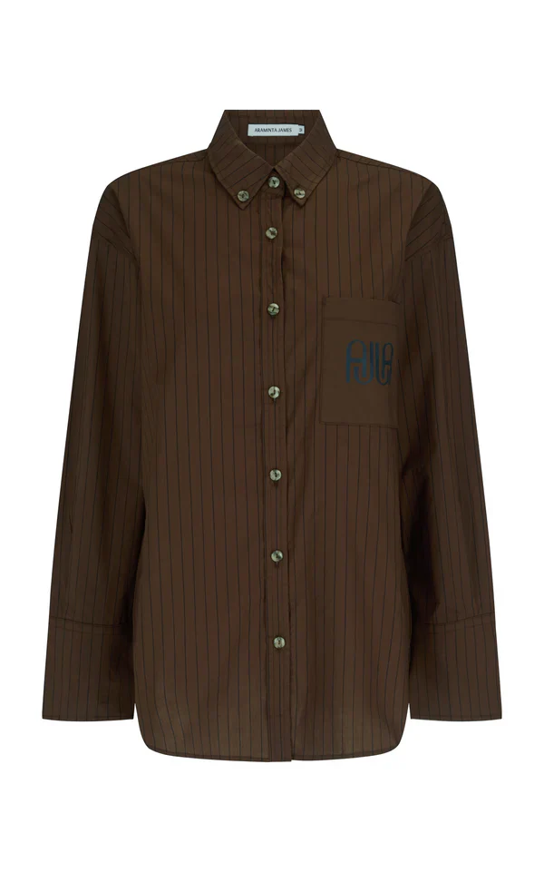 ARAMINTA JAMES - AJJA STRIPE SHIRT (MOCHA)