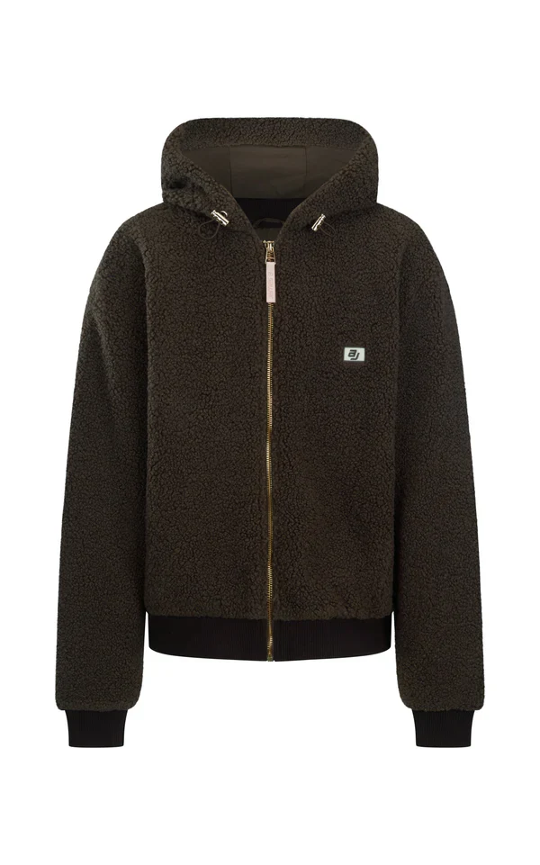 ARAMINTA JAMES - SHERPA HOODED JACKET (DARK CHOCOLATE)