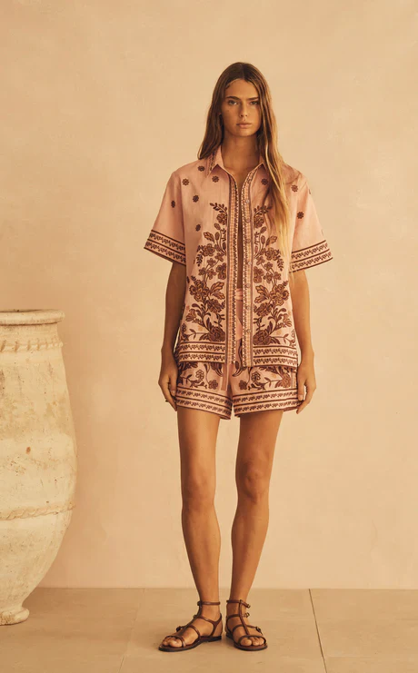 AUR OCEA - INFIORATA EMBROIDERED SHORT SLEEVE RESORT SHIRT - Image 3