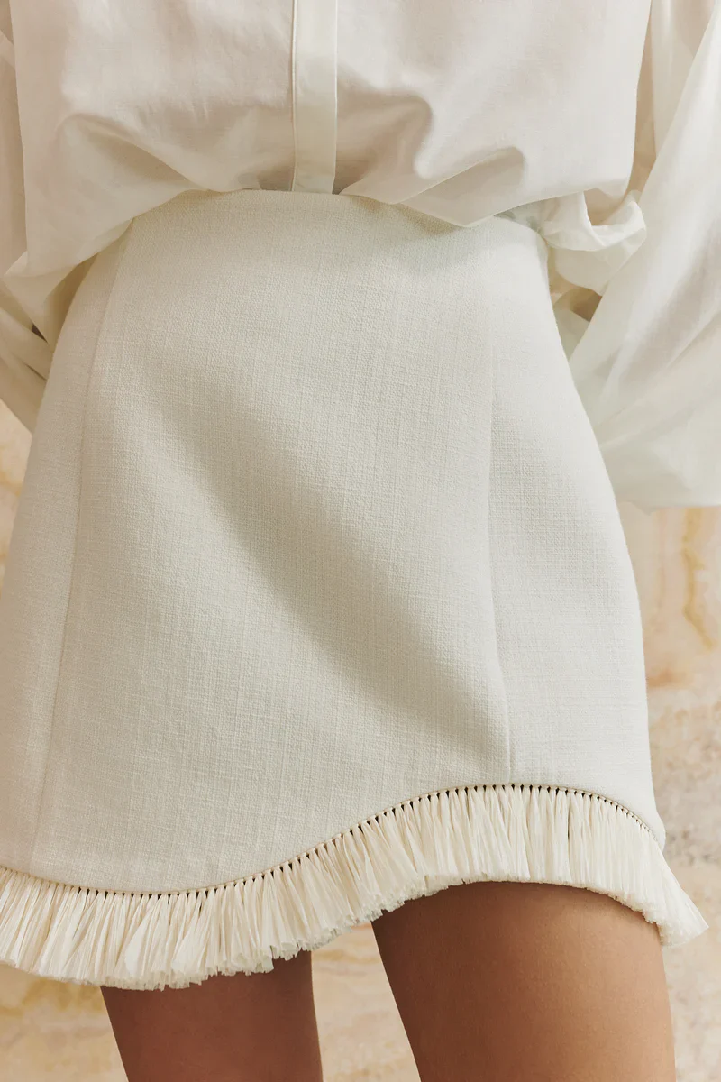 CLEA - BOWIE RAFFIA MINI SKIRT (OFF WHITE) - Image 6