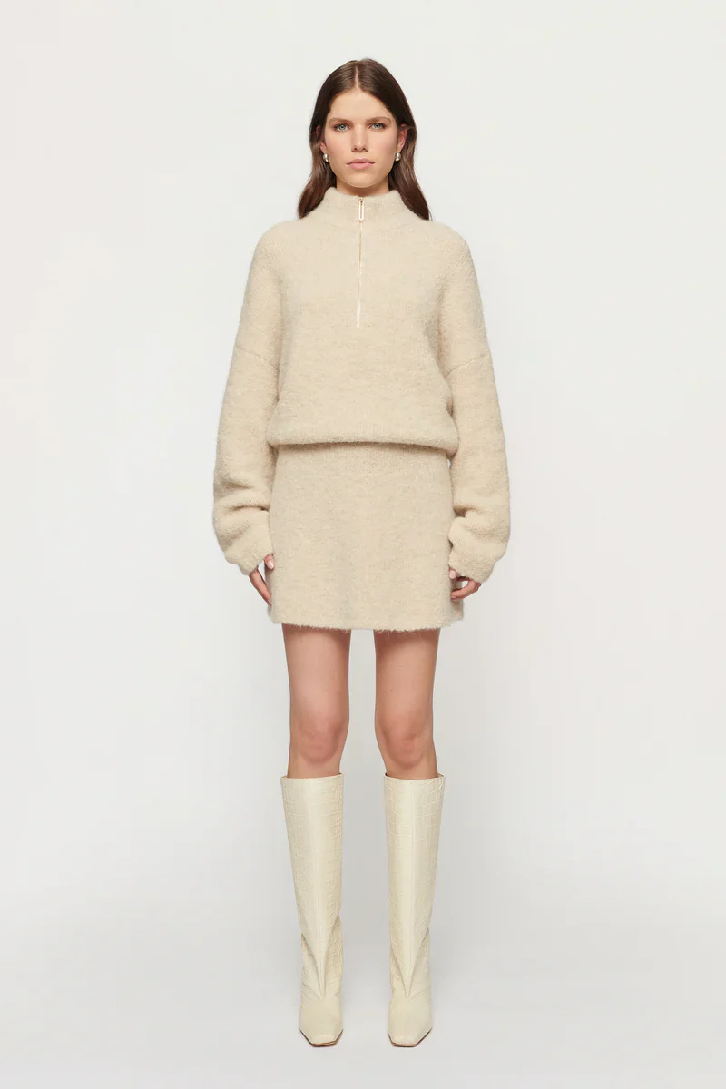 CLEA - BOYD BOUCLE HALF ZIP (ALABASTER)