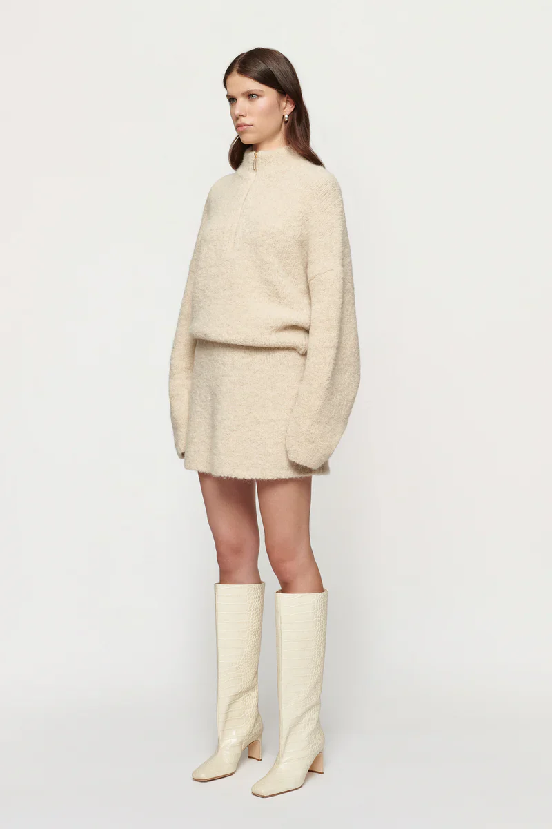 CLEA - BOYD BOUCLE HALF ZIP (ALABASTER) - Image 3