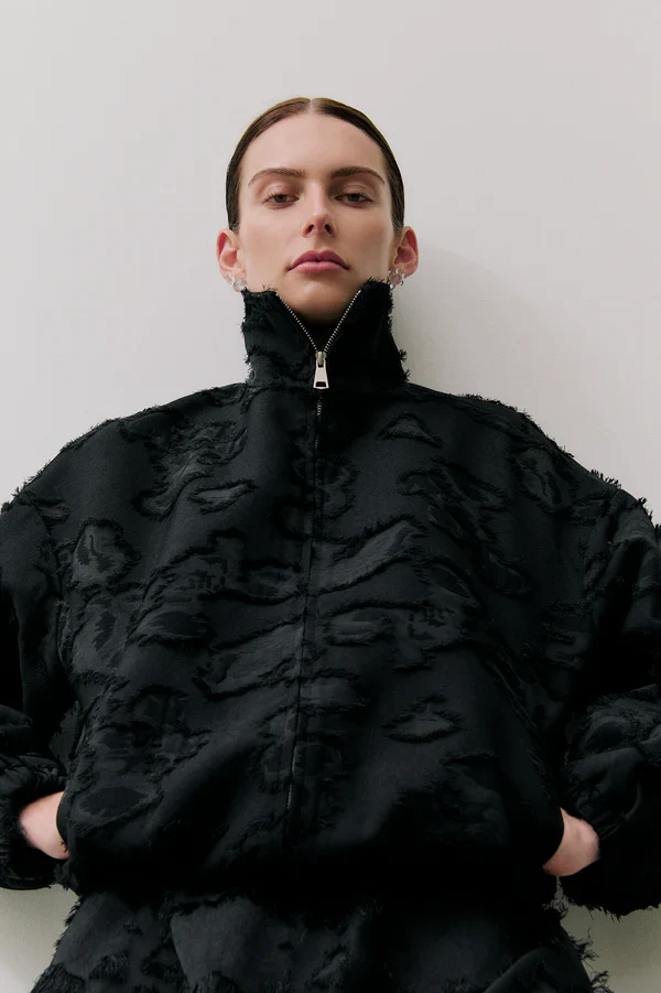 CLEA - VALOR BOMBER (BLACK CLIPPED JACQUARD) - Image 9