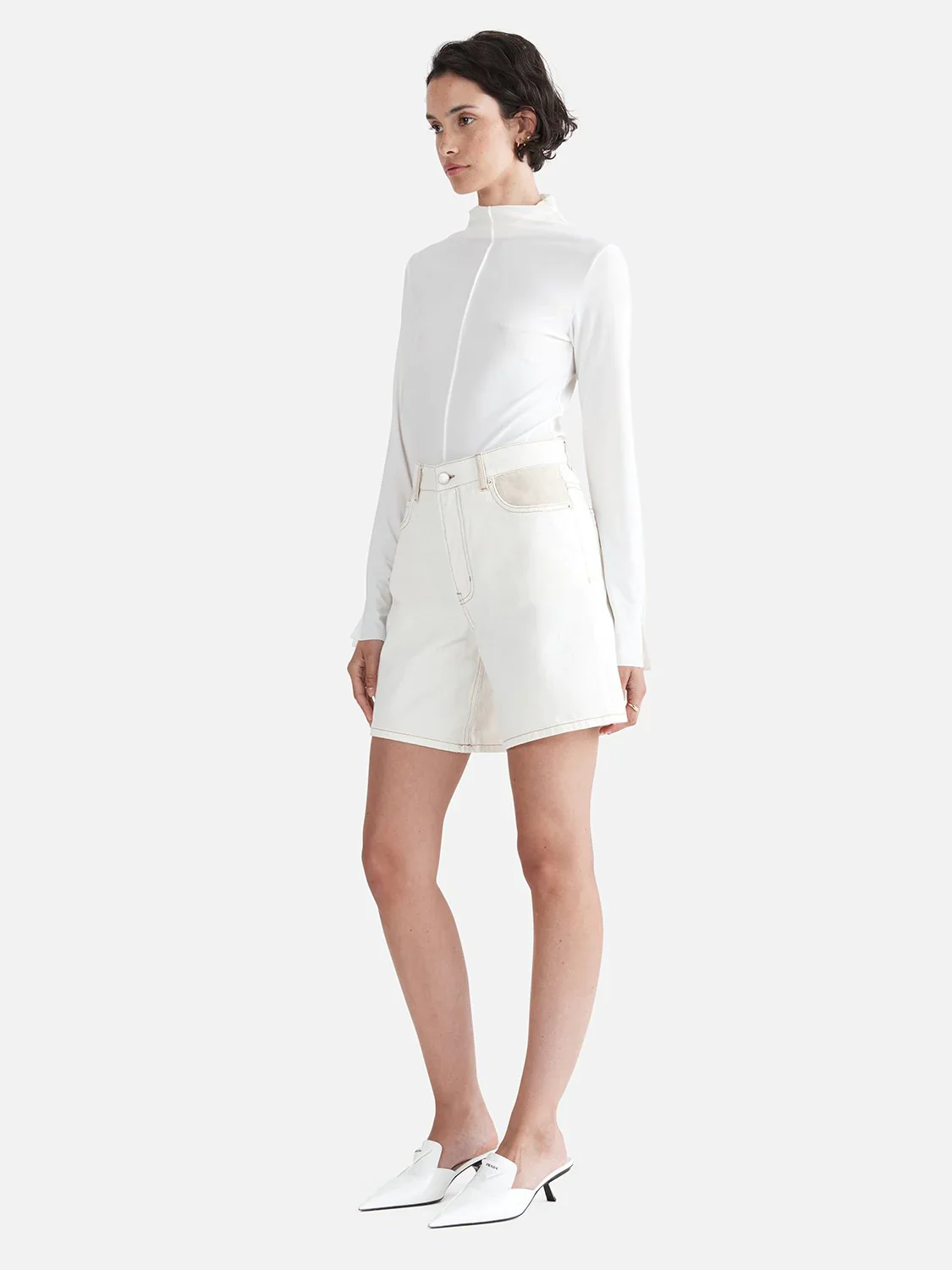 ENA PELLY - AUDREY MINI SHORT (WHITE / STONE) - Image 4