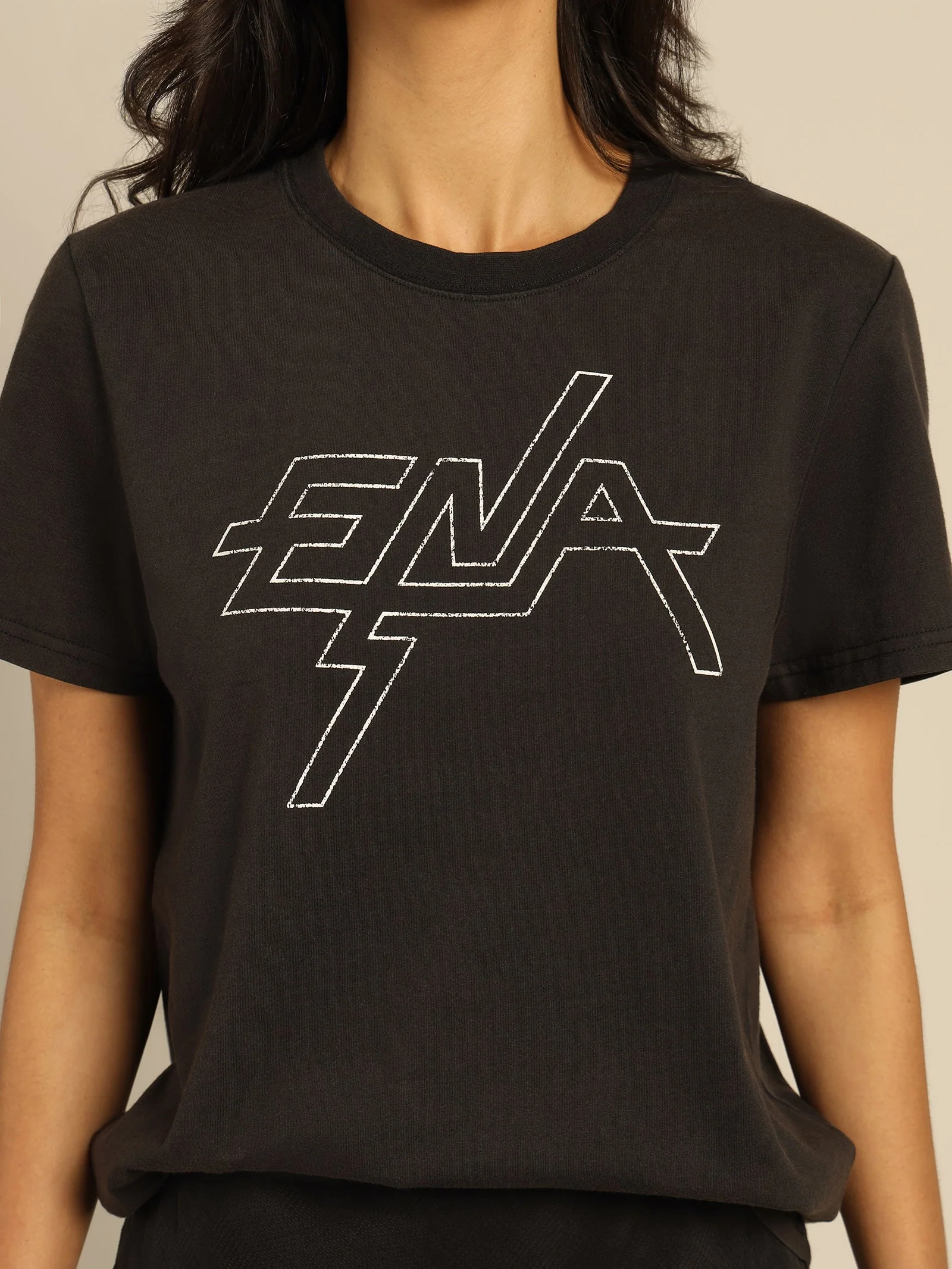 ENA PELLY - Block Logo Graphic Tee (Washed Black) - Image 2