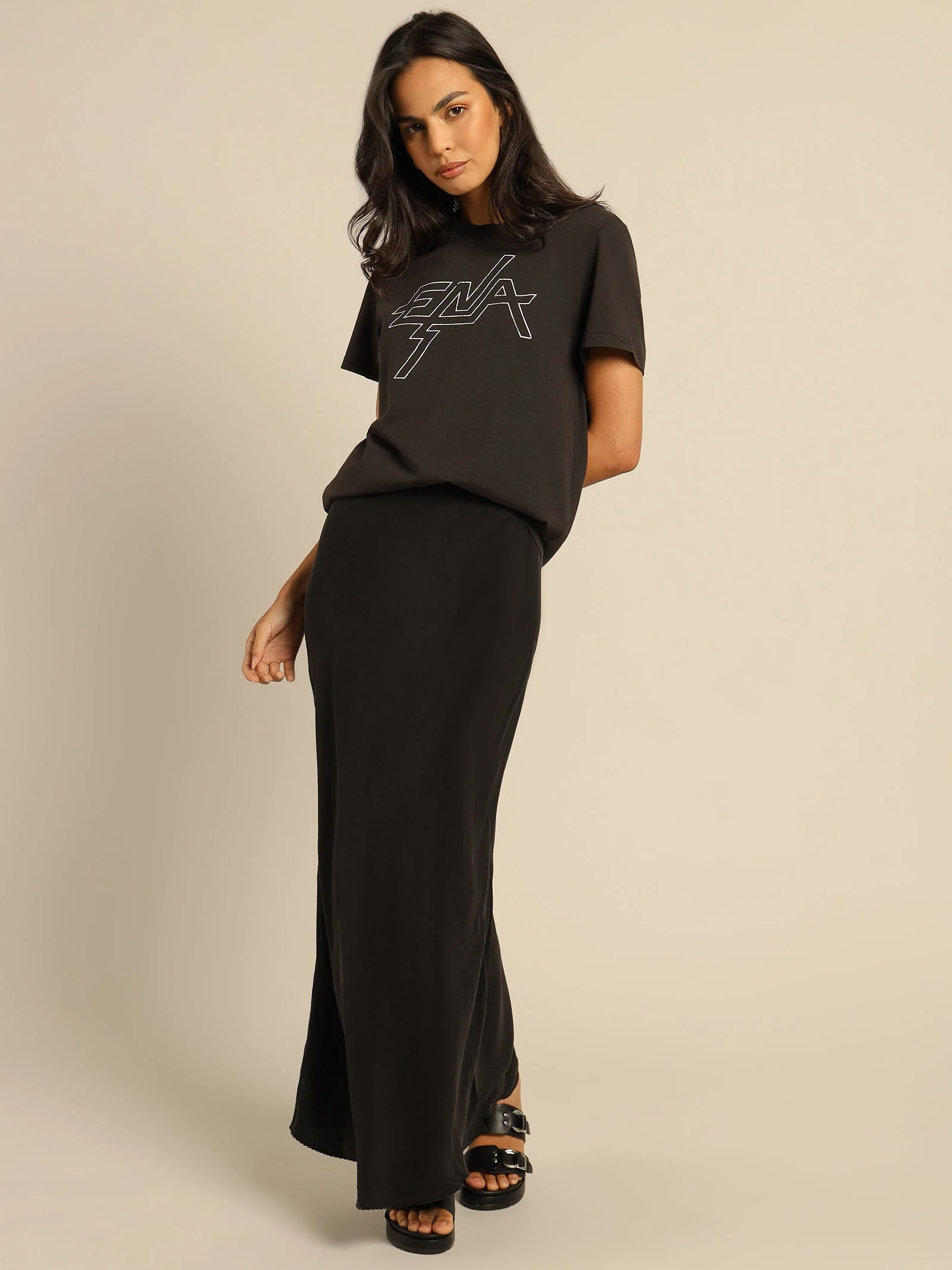 ENA PELLY - Block Logo Graphic Tee (Washed Black) - Image 4