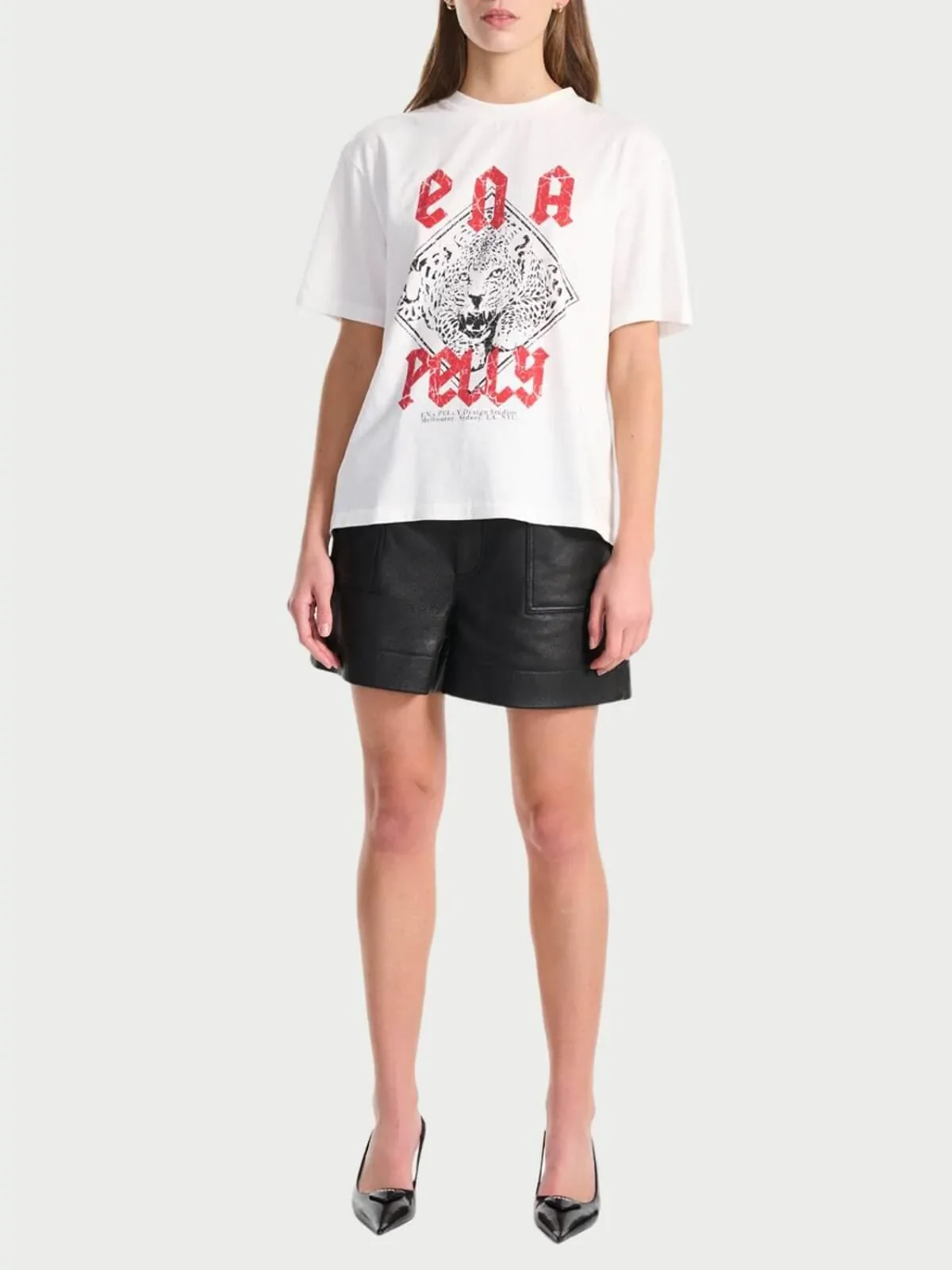ENA PELLY - LAUNCHING CHEETAH TEE (VINTAGE WHITE)