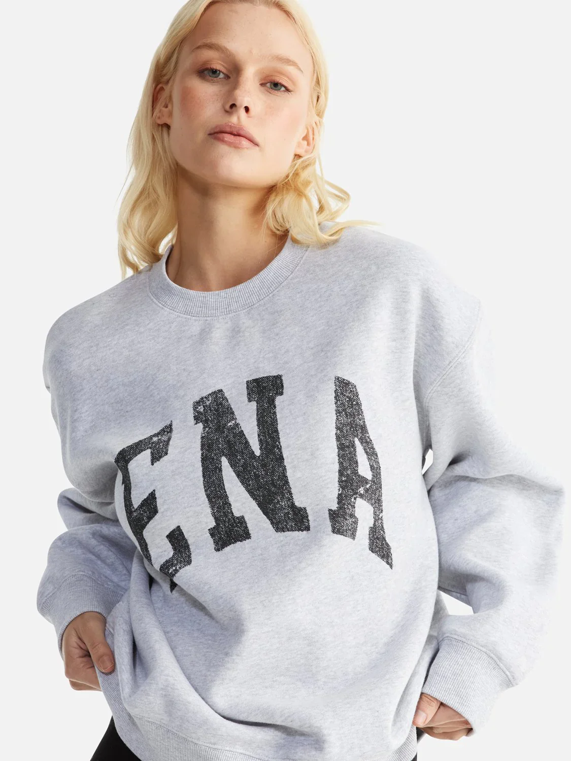 ENA PELLY - LILLY OVERSIZED SWEATER COLLEGIATE (GREY MARLE) - Image 4