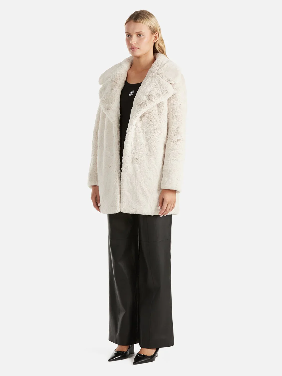 ENA PELLY - MINIMALIST FAUX FUR JACKET (BONE) - Image 7