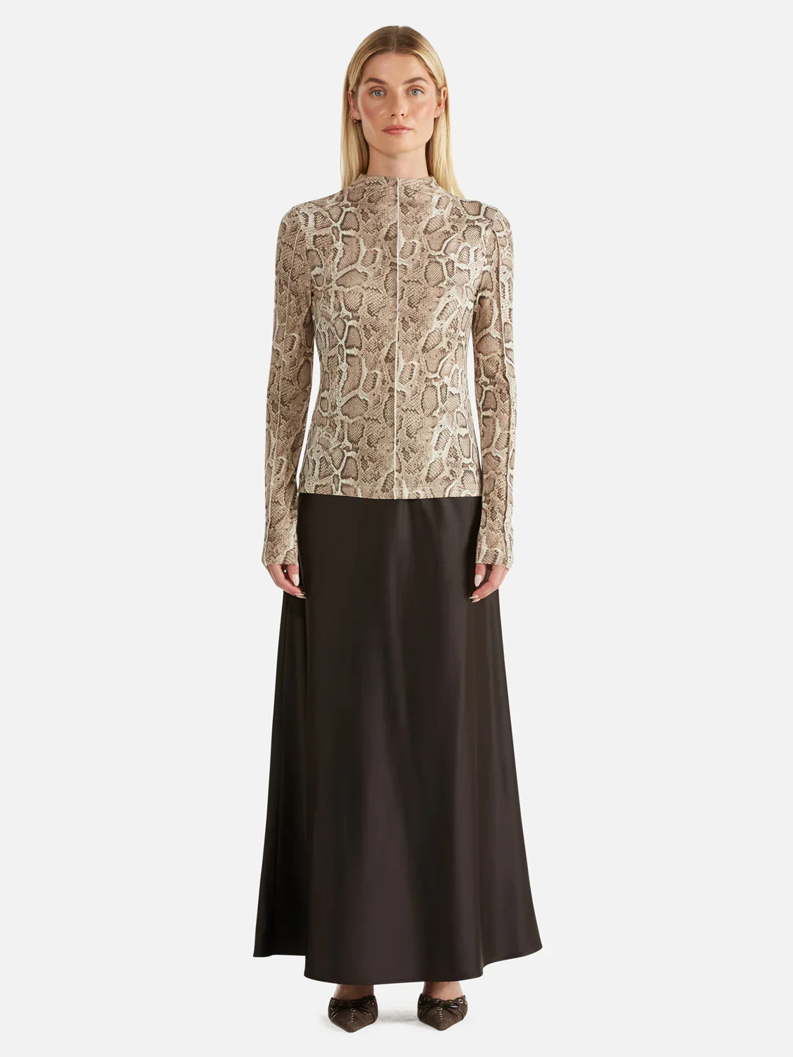 ENA PELLY - SADIE LONG SLEEVE TOP (SNAKE SKIN)