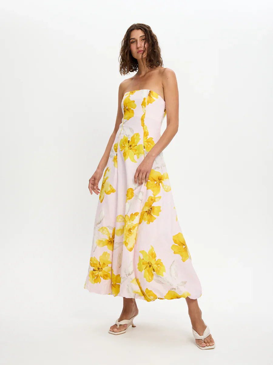 KIVARI - FRANCINE STRAPLESS MAXI DRESS (PINK / YELLOW) - Image 2