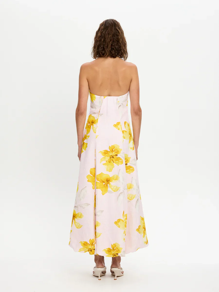 KIVARI - FRANCINE STRAPLESS MAXI DRESS (PINK / YELLOW) - Image 4