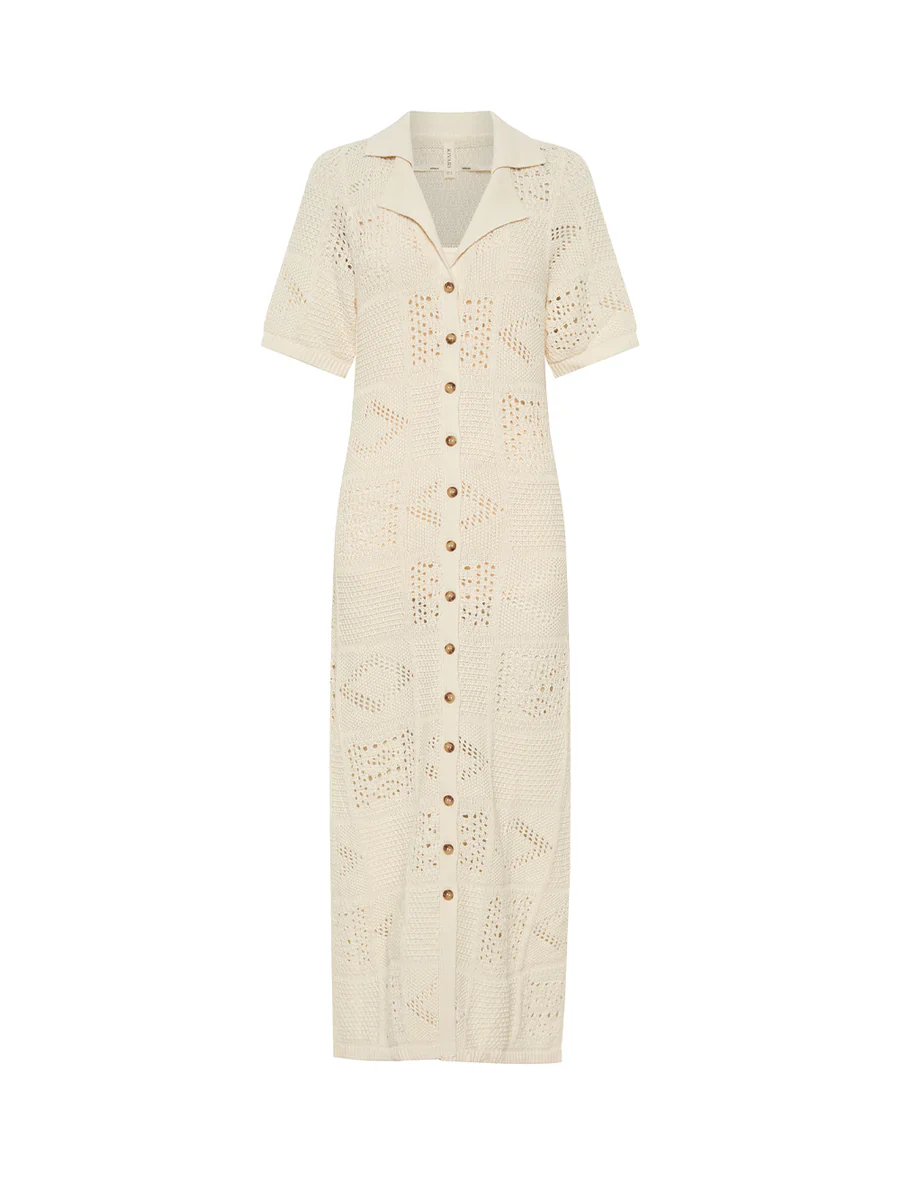 KIVARI - KIVARI CLEMENTINE COLLARED MIDI DRESS (CREAM)