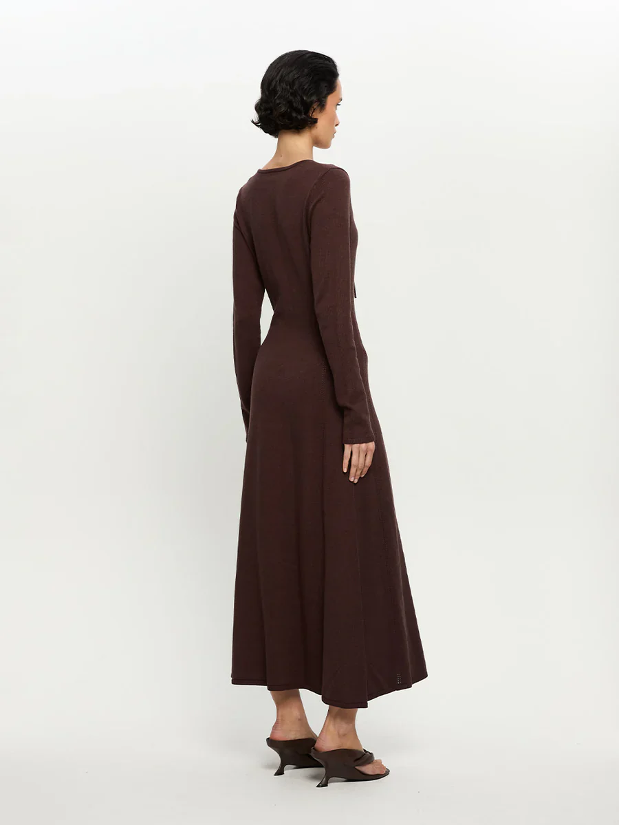 KIVARI - MALIA KNIT MAXI DRESS (CHOCOLATE) - Image 4