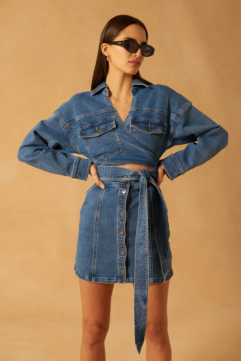 MISHA - Abby Denim Mini Dress (Vintage Wash Blue)