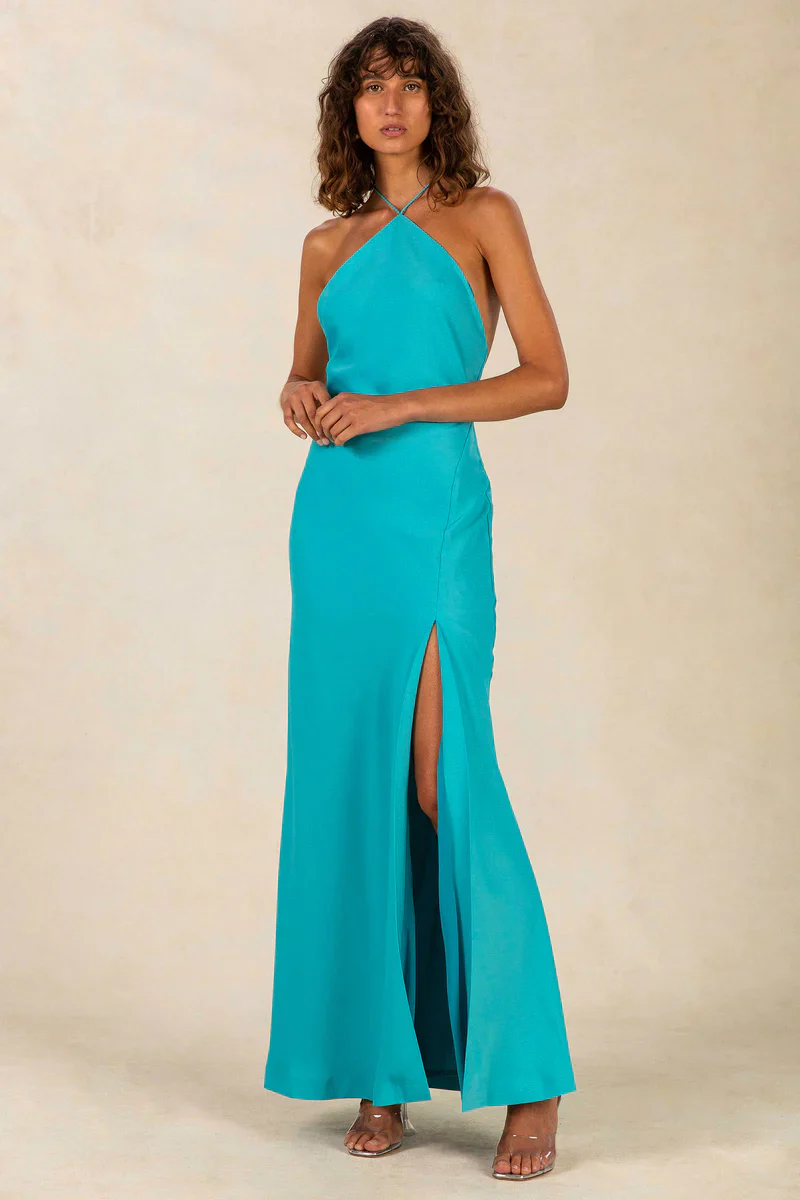 MISHA - Posey Satin Maxi Dress (Capri Blue)