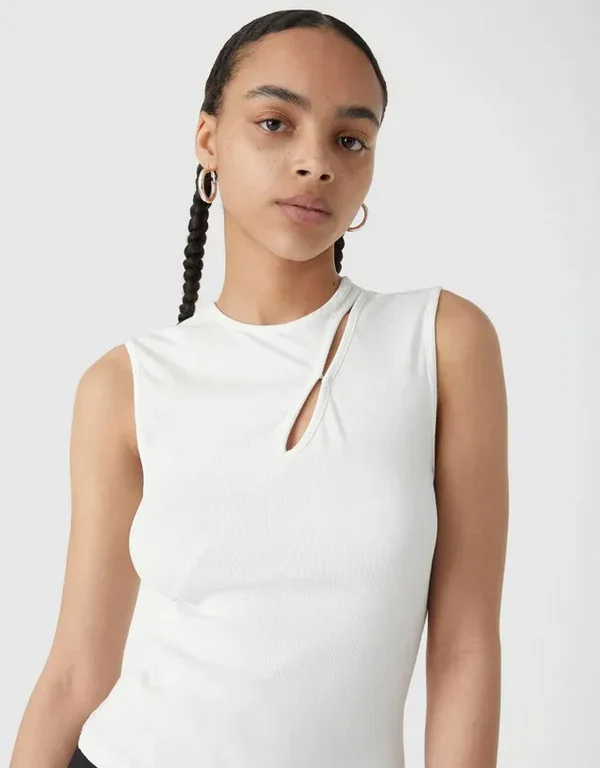 MISHA URBAN - ZION RIB JERSEY TANK (IVORY) - Image 4