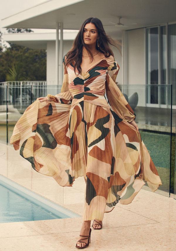 MNISTRY OF STYLE - Retro Resort Pleated Midi Dress FINAL SALE - Image 2