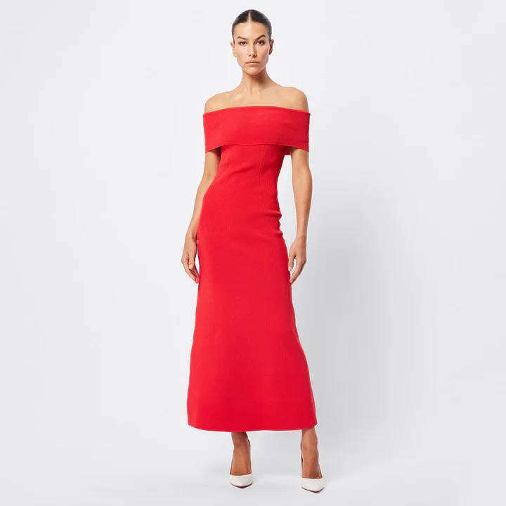 MOSSMAN - MONACO OFF SHOULDER DRESS (RED) - Image 4
