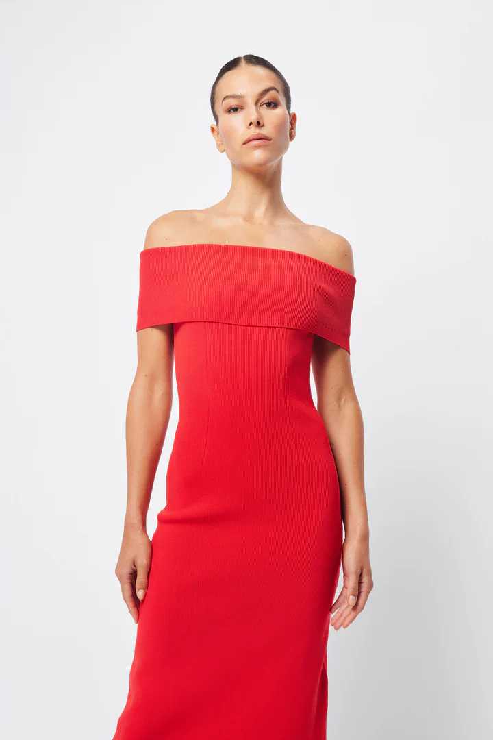MOSSMAN - MONACO OFF SHOULDER DRESS (RED) - Image 9