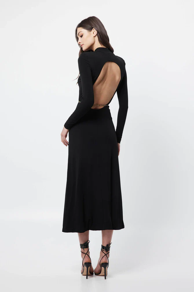 MOSSMAN - The Utopia Midi Dress (Black) - Image 4