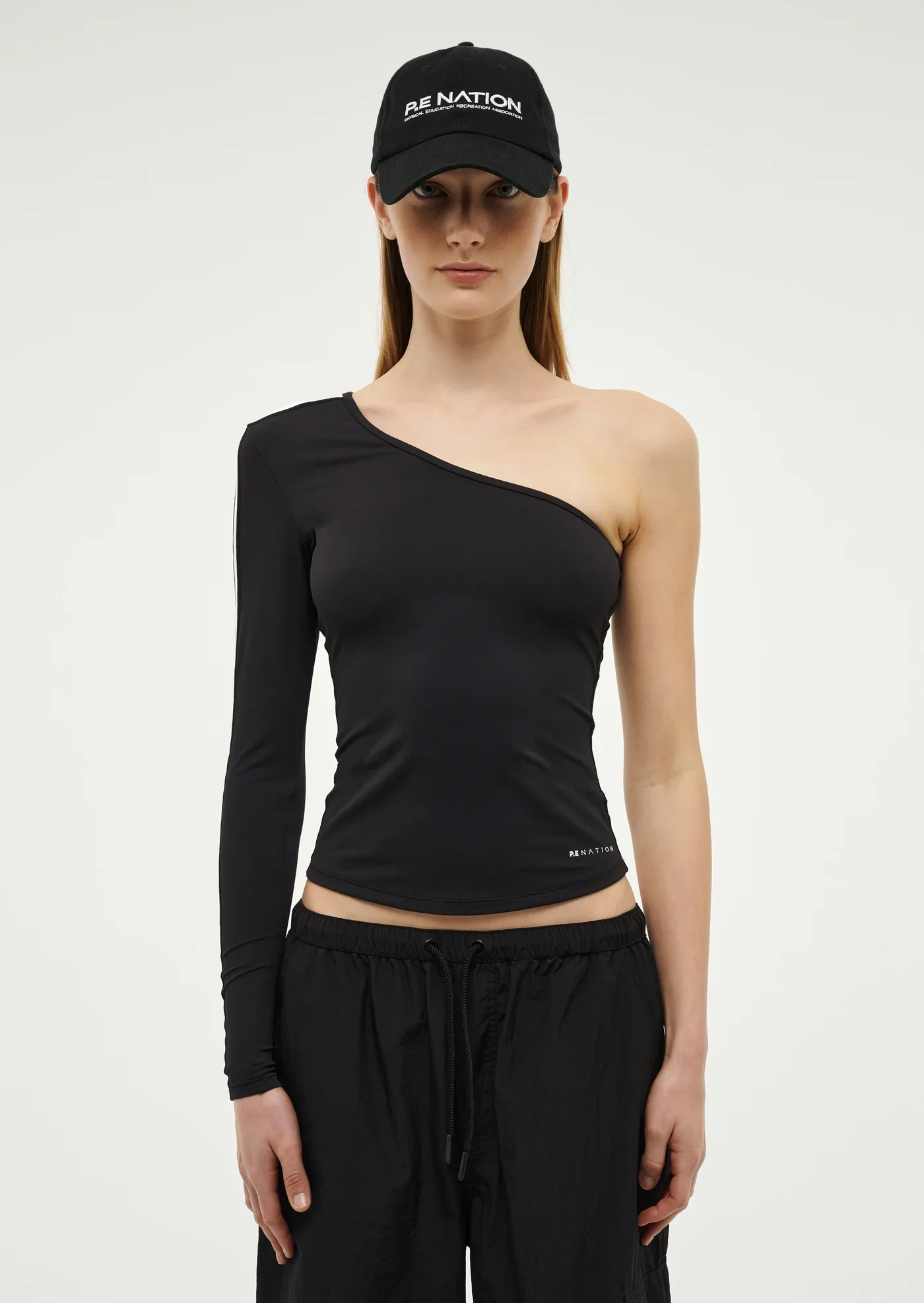 PE NATION - FOUNDATION ASYMMETRIC LONG SLEEVE TOP (BLACK)