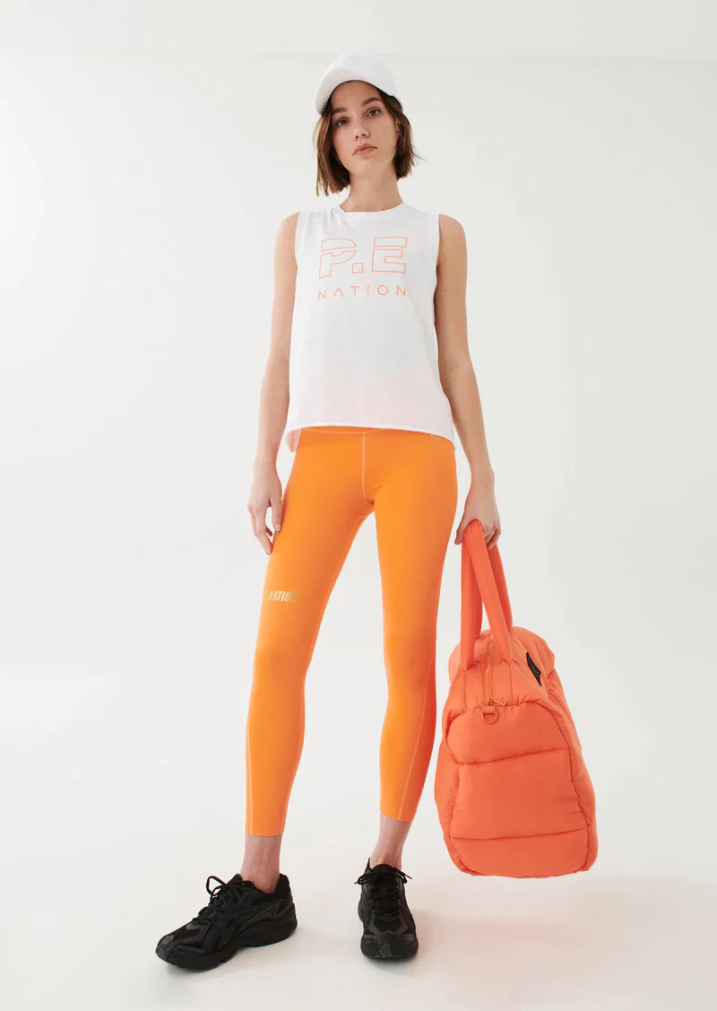 PE NATION - Shuffle Tank (White With Orange)