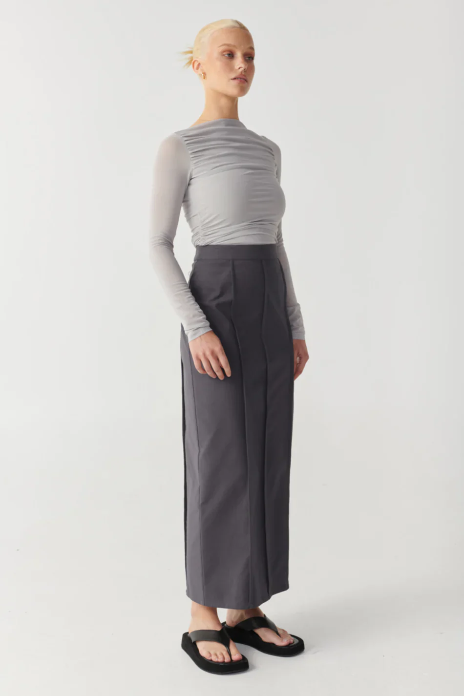 RAEF THE LABEL - EMERY LONG SLEEVE MESH TOP (GREY) - Image 4