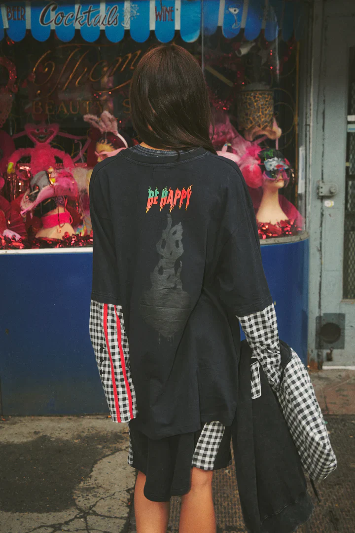 SABBI - THE BE HAPPY GINGHAM LONG SLEEVE TEE 2 - Image 2