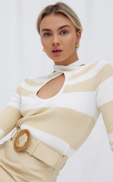 SIGNIFICANT OTHER - Blair Top (Almond and Cream Stripe)