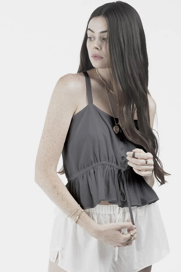 SOLEILUNA - Frill Tie Cami (Smoked Black)