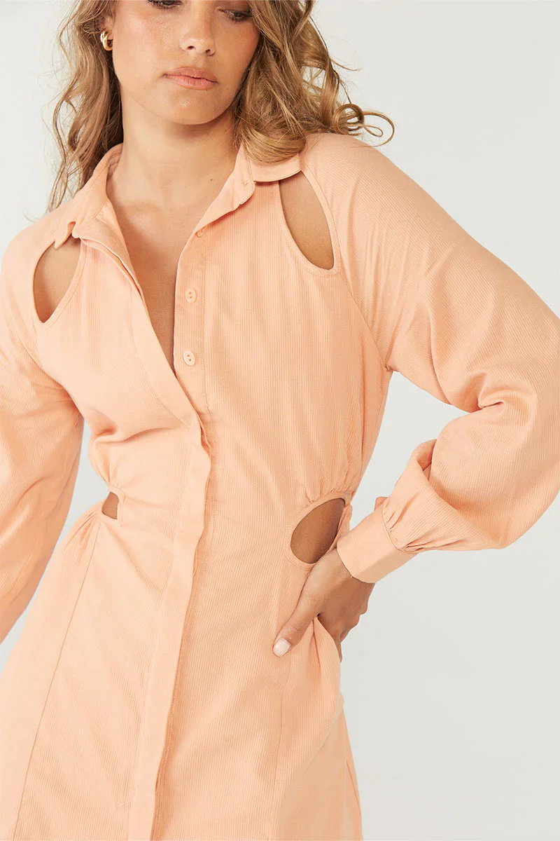 SOVERE / STUDIO - Glimpse Mini Shirt Dress (Apricot) FINAL SALE