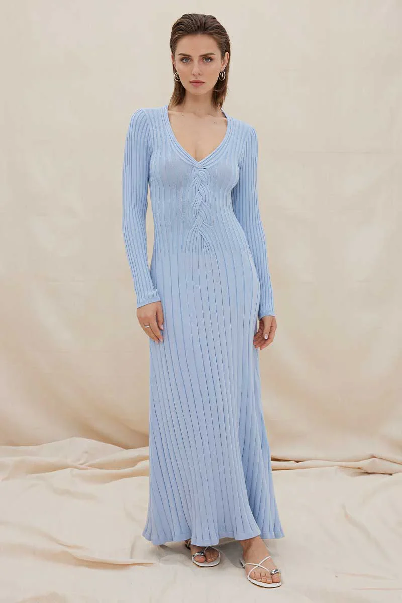 SOVERE / STUDIO - LACED LONG SLEEVE MIDI DRESS (DAWN BLUE)