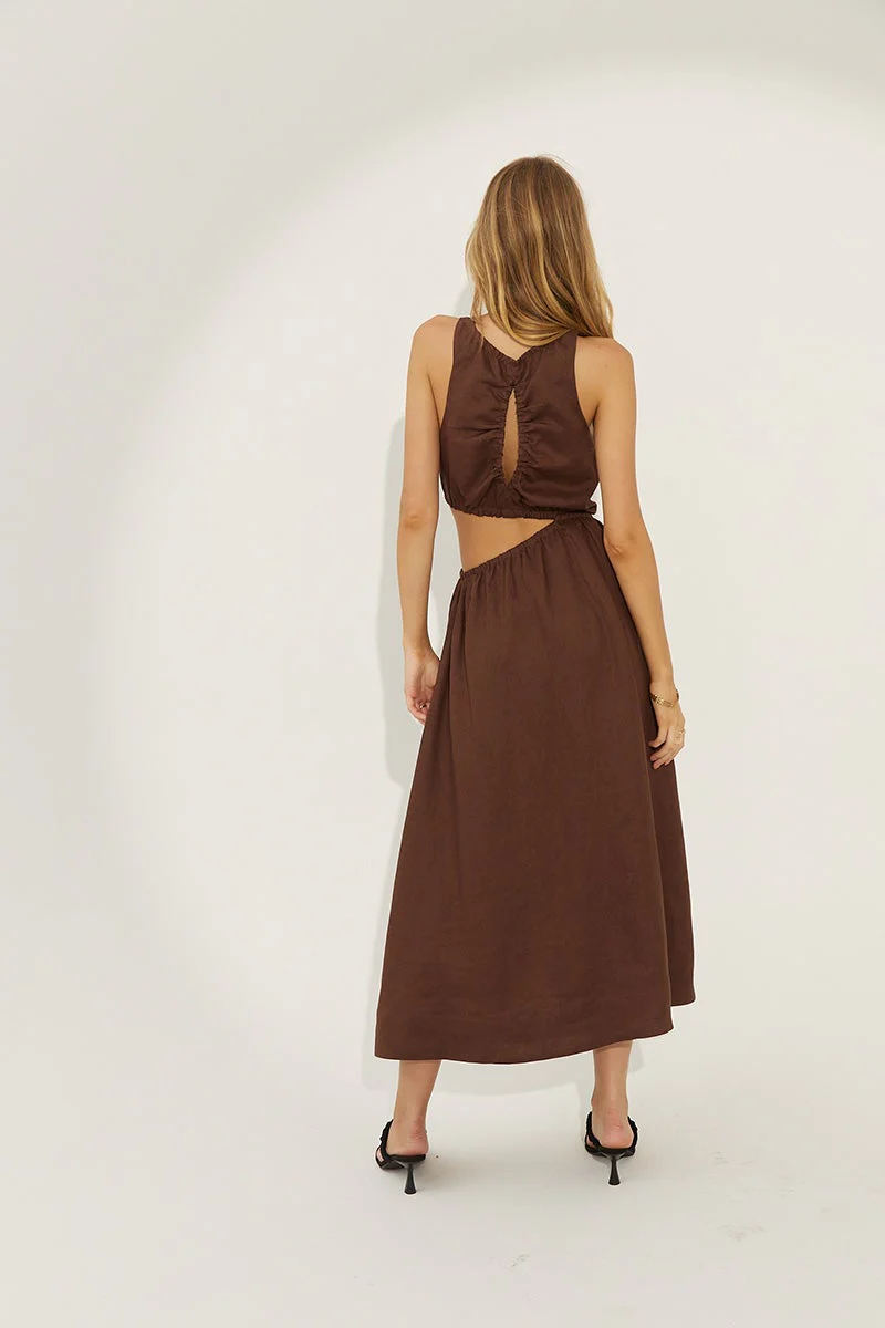 SOVERE STUDIO - Mode Midi Dress (Chocolate) - Image 4