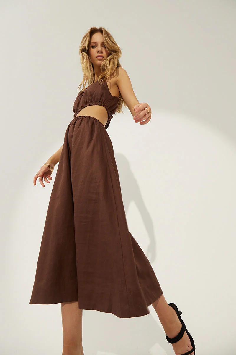 SOVERE STUDIO - Mode Midi Dress (Chocolate) - Image 5
