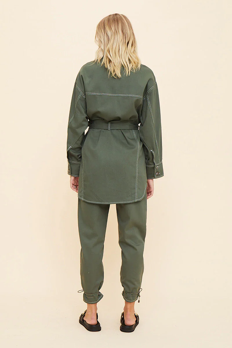 SUBOO - Abbie High Waisted Panel Pants (Olive) FINAL SALE - Image 3
