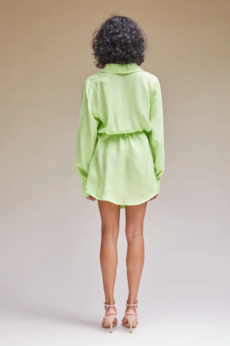 SUBOO - Sky Mini Shirt Dress (Lime) - Image 3