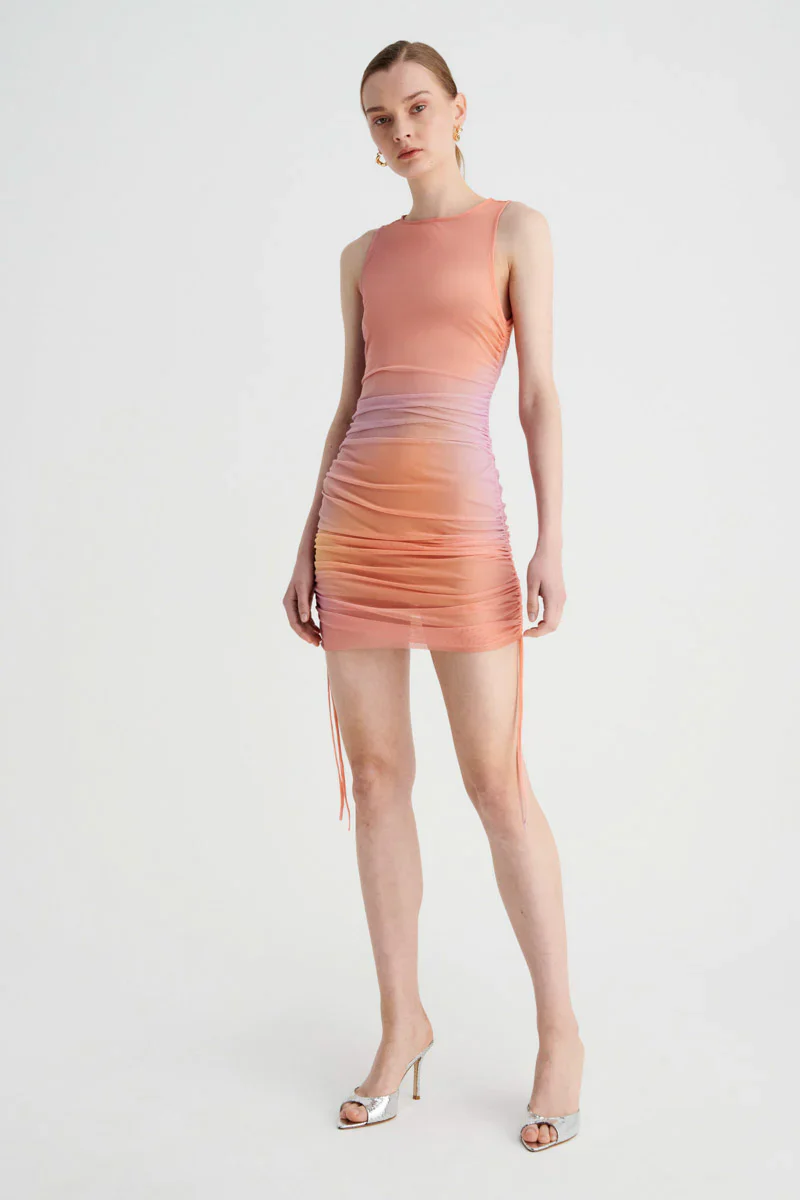 SUBOO - VENUS MESH ROUCHED MINI DRESS (OMBRE) - Image 2