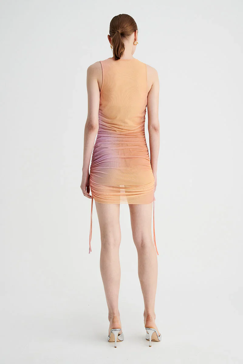 SUBOO - VENUS MESH ROUCHED MINI DRESS (OMBRE) - Image 3