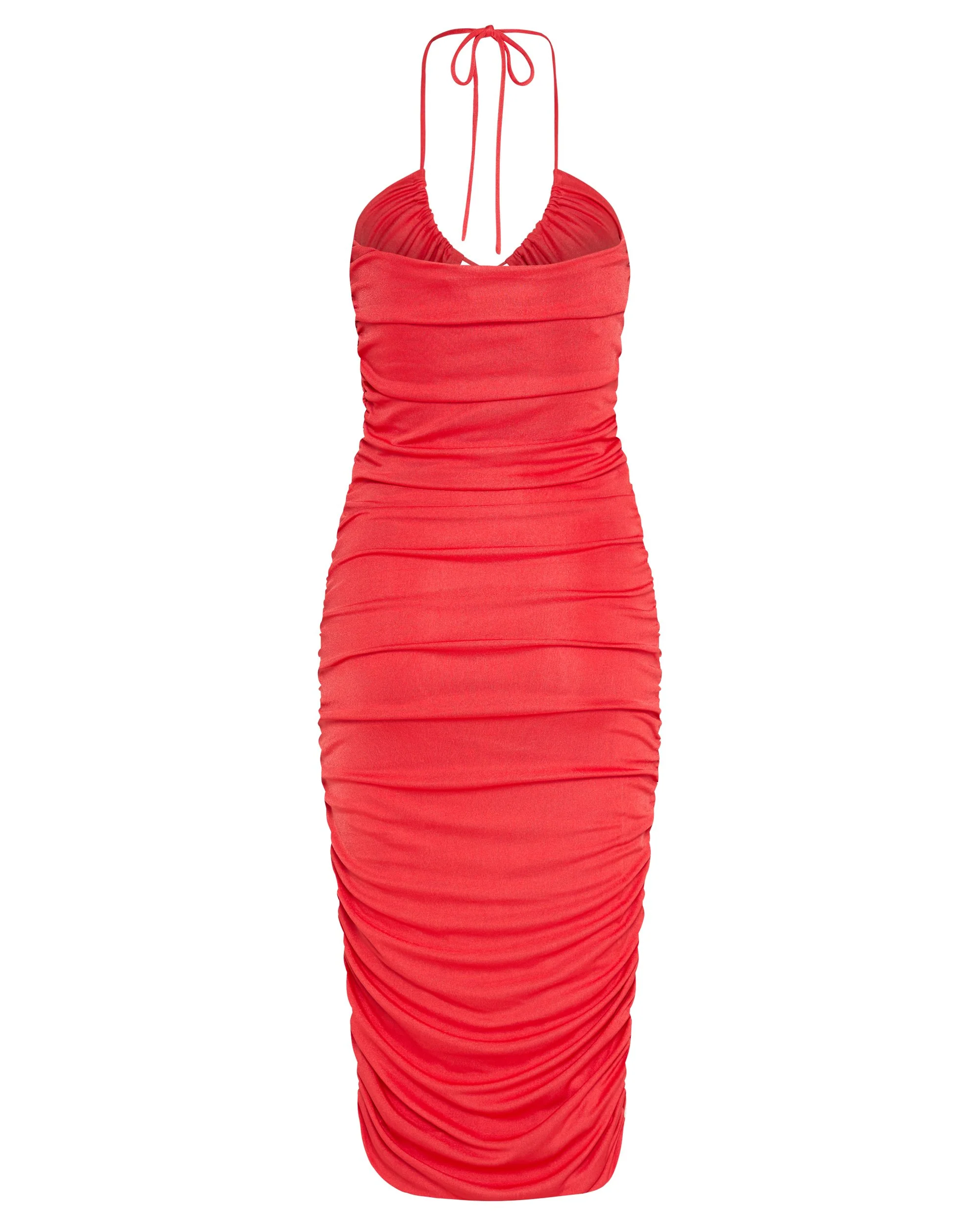 THIRD FORM - Look Through Gather Midi Dress (Coral) - Image 8