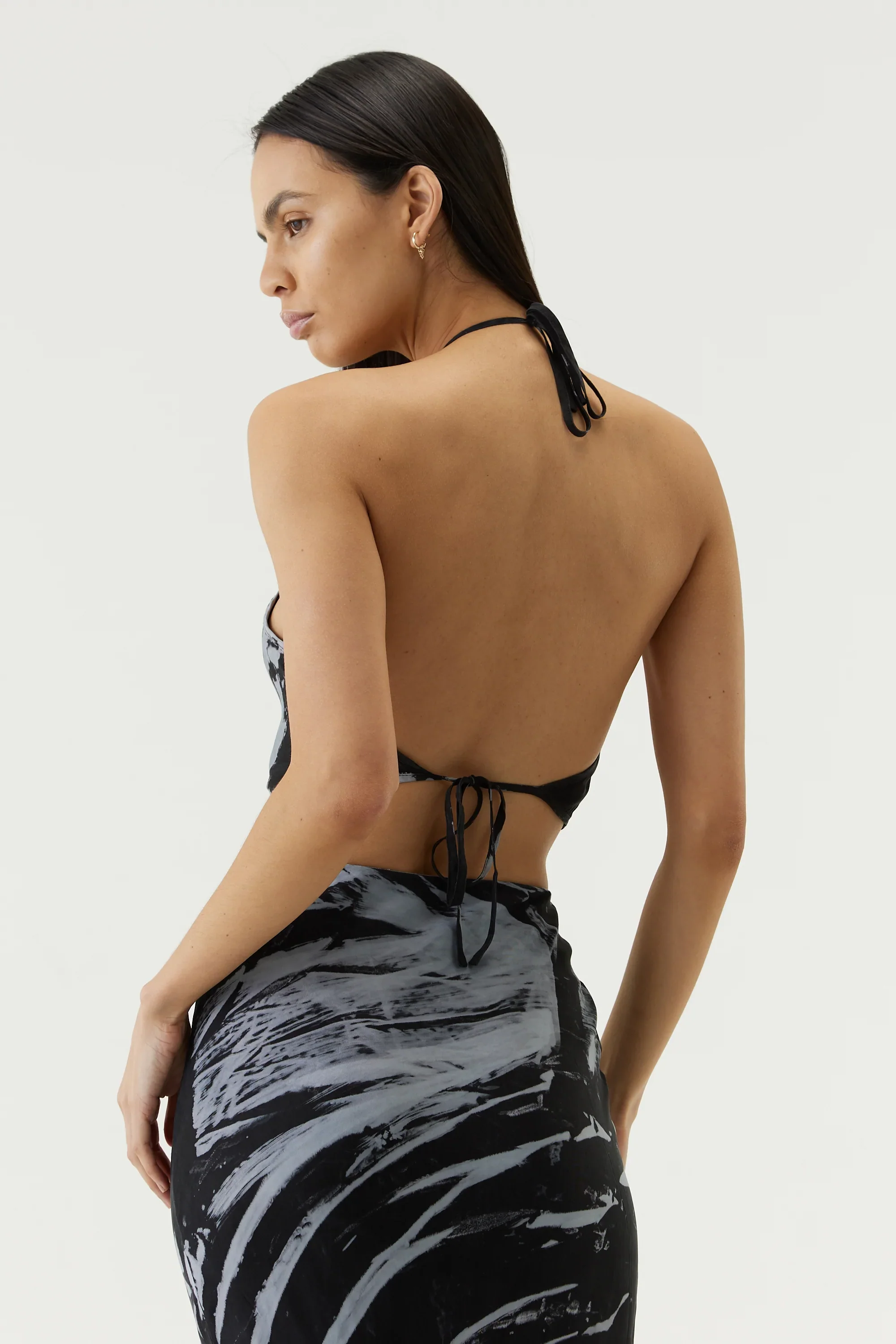 THIRD FORM - TWIST THROUGH BIAS HALTER TOP (BLACK TIE DYE) FINAL SALE - Image 3