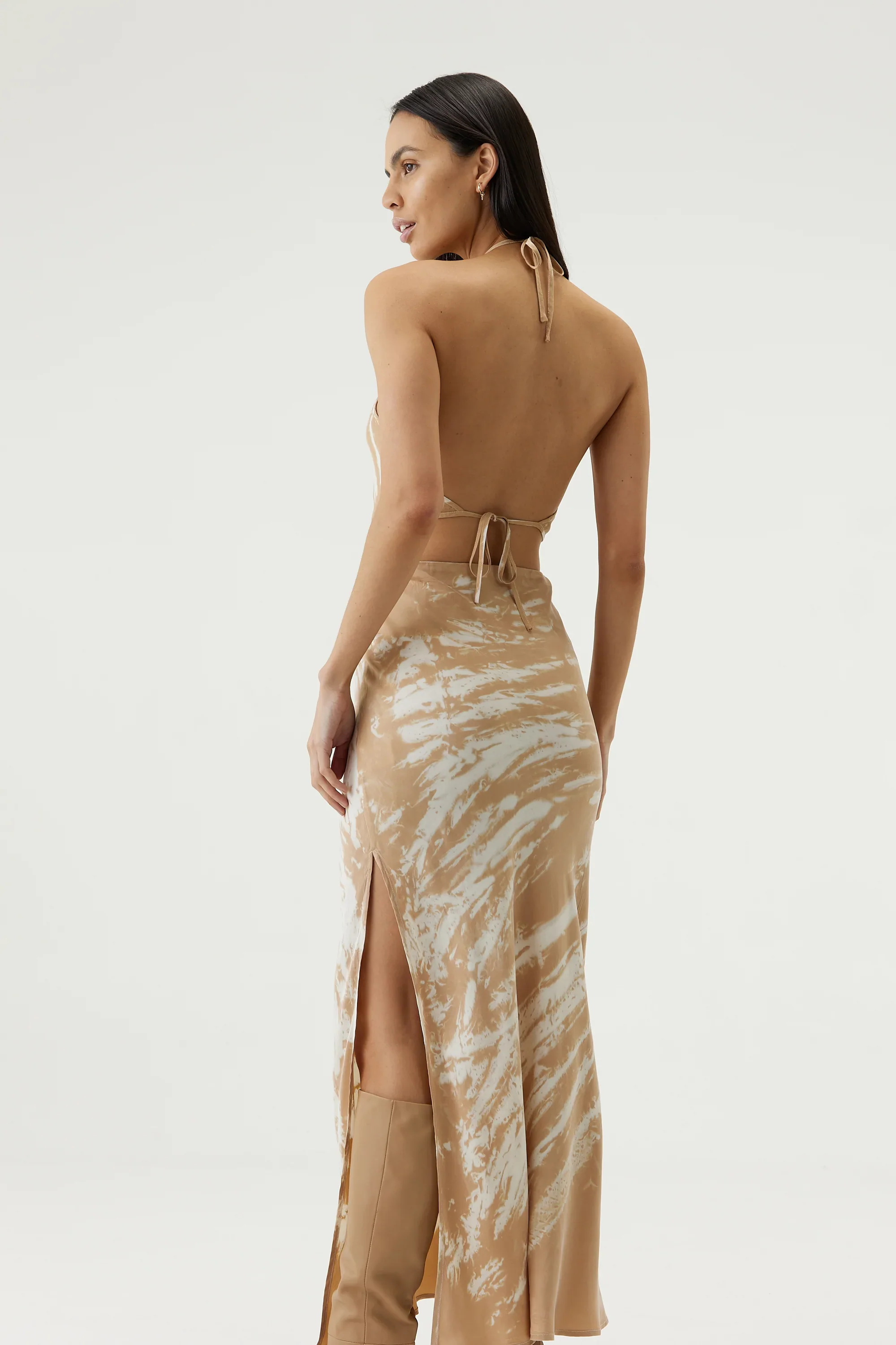 THIRD FORM - TWIST THROUGH BIAS HALTER TOP (TAN TIE DYE) FINAL SALE - Image 3