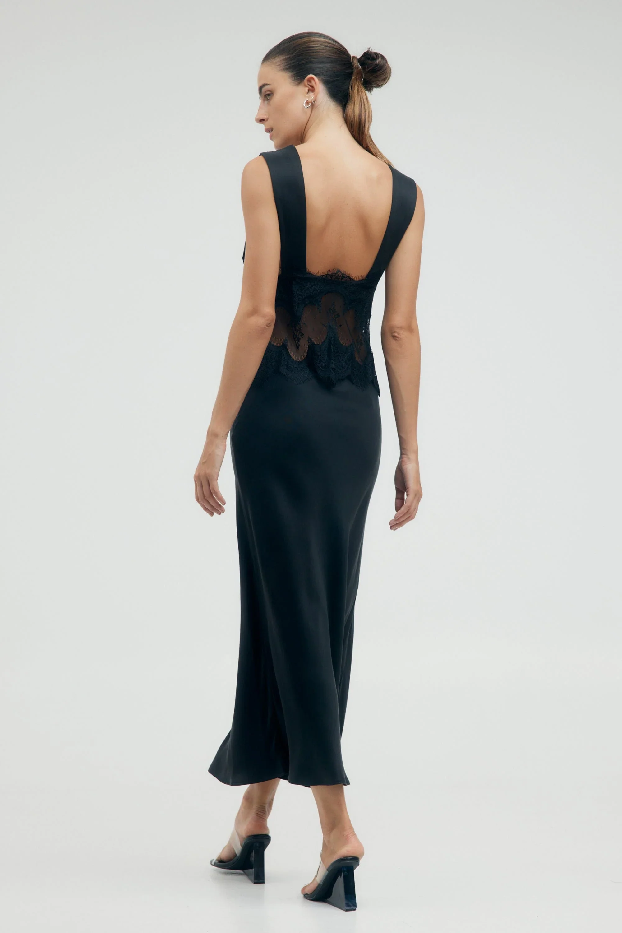 THIRD FORM - VISIONS LACE DEEP V MAXI DRESS (EBONY) - Image 5